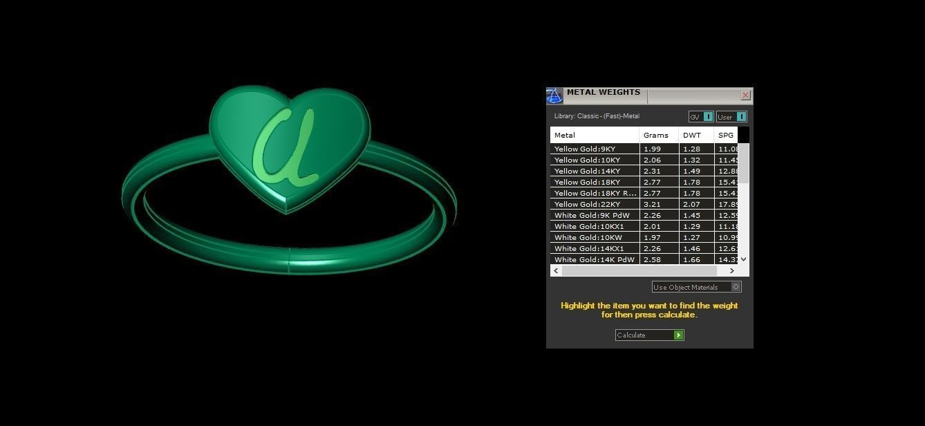 U Alphabet in Heart Ring 3dm STL OBJ FBX Render Details 3D print model_3