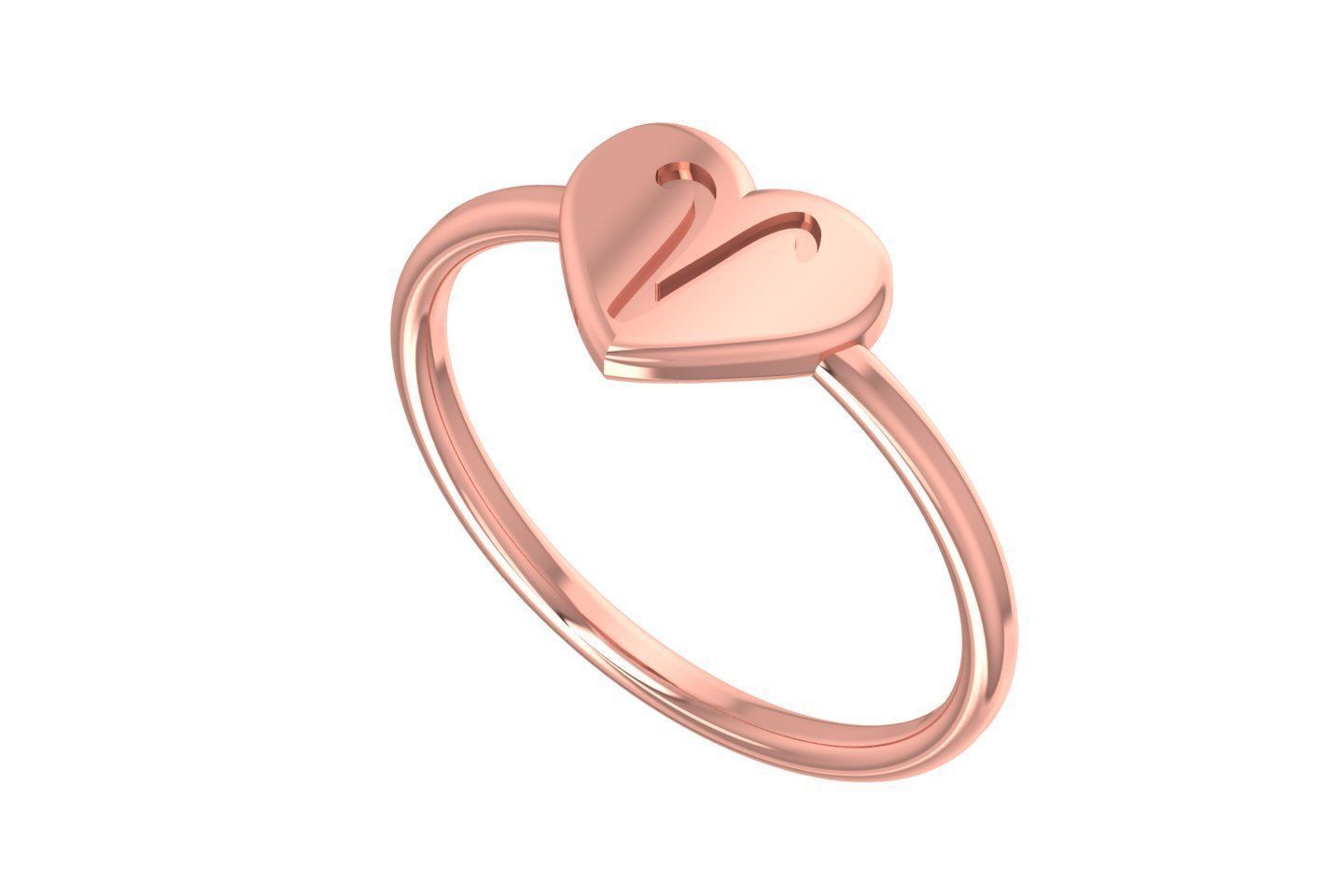 V Alphabet in Heart Ring 3dm STL OBJ FBX Render Details 3D print model_1