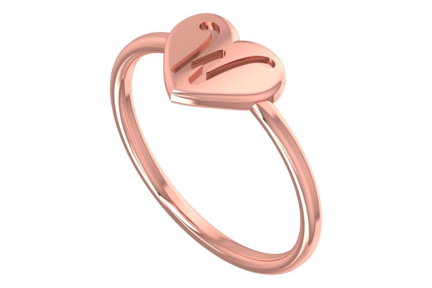 W Alphabet in Heart Ring 3dm STL OBJ FBX Render Details 3D print model_1