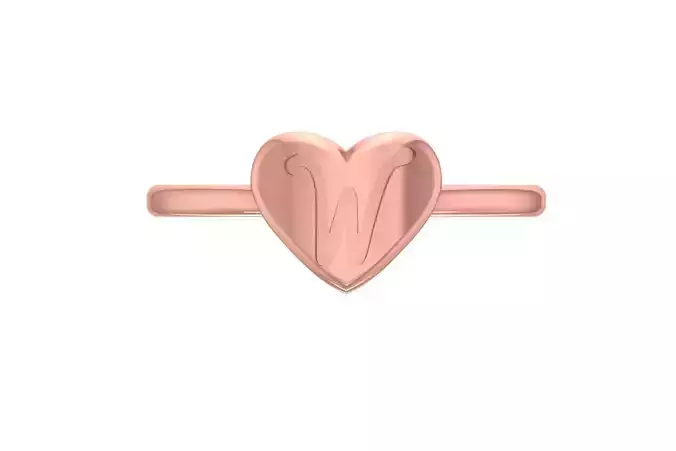 W Alphabet in Heart Ring 3dm STL OBJ FBX Render Details