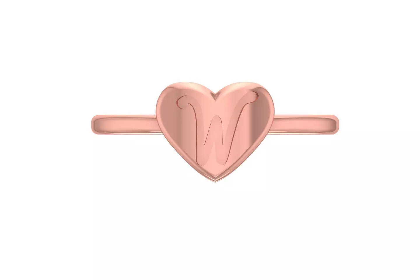 W Alphabet in Heart Ring 3dm STL OBJ FBX Render Details 3D print model_0