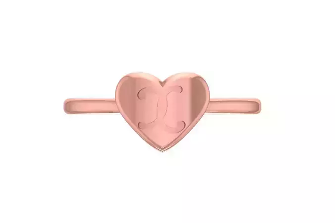 X Alphabet in Heart Ring 3dm STL OBJ FBX Render Details