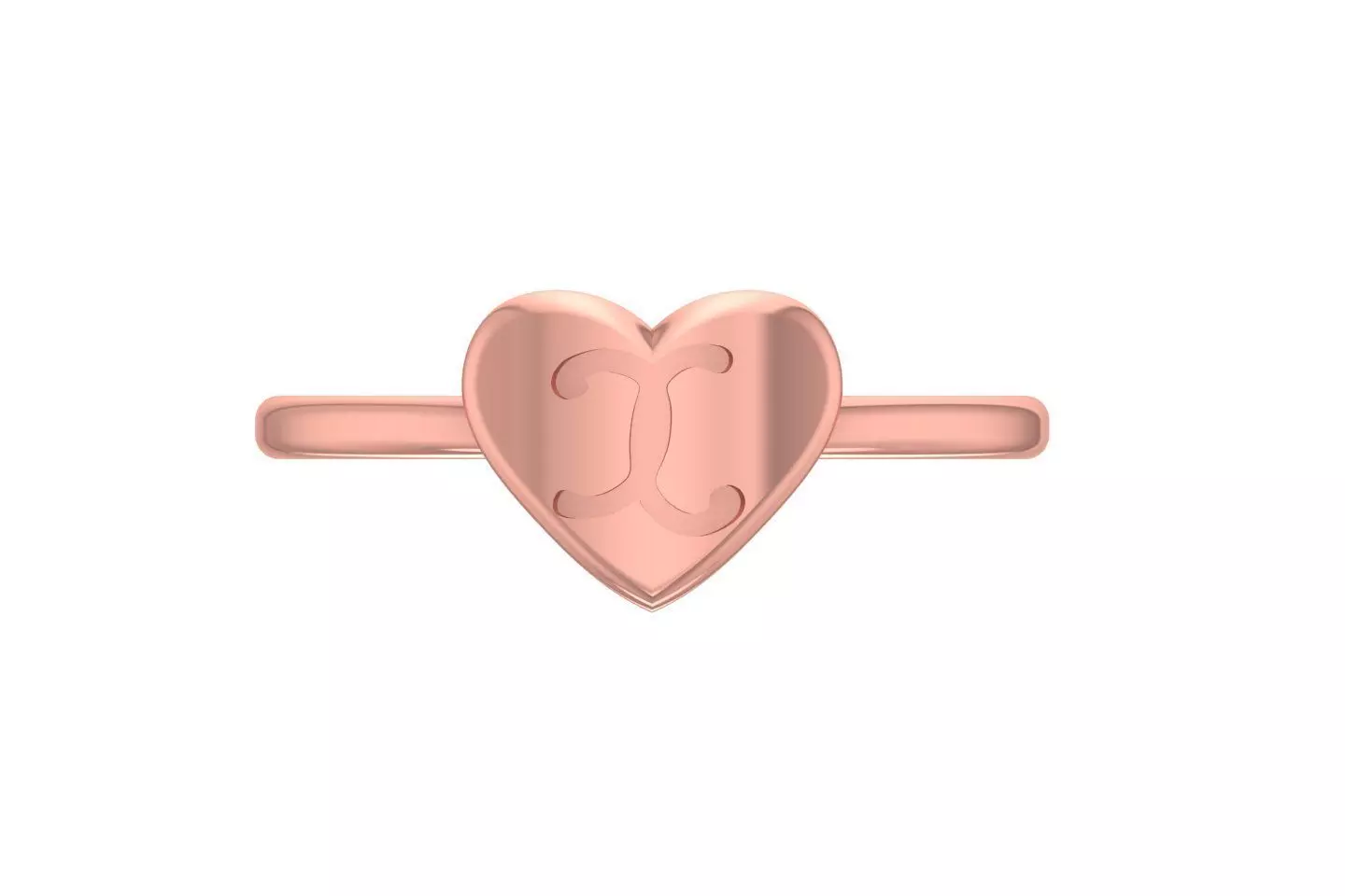 X Alphabet in Heart Ring 3dm STL OBJ FBX Render Details 3D print model_0