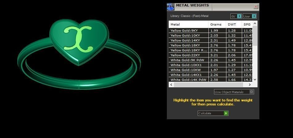 X Alphabet in Heart Ring 3dm STL OBJ FBX Render Details 3D print model_3