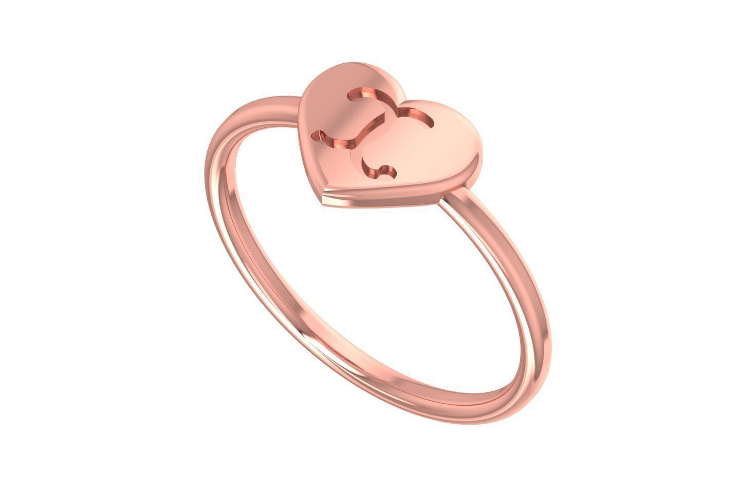 X Alphabet in Heart Ring 3dm STL OBJ FBX Render Details 3D print model_1