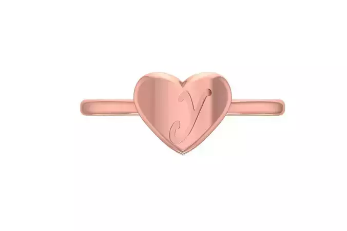 Y Alphabet in Heart Ring 3dm STL OBJ FBX Render Details