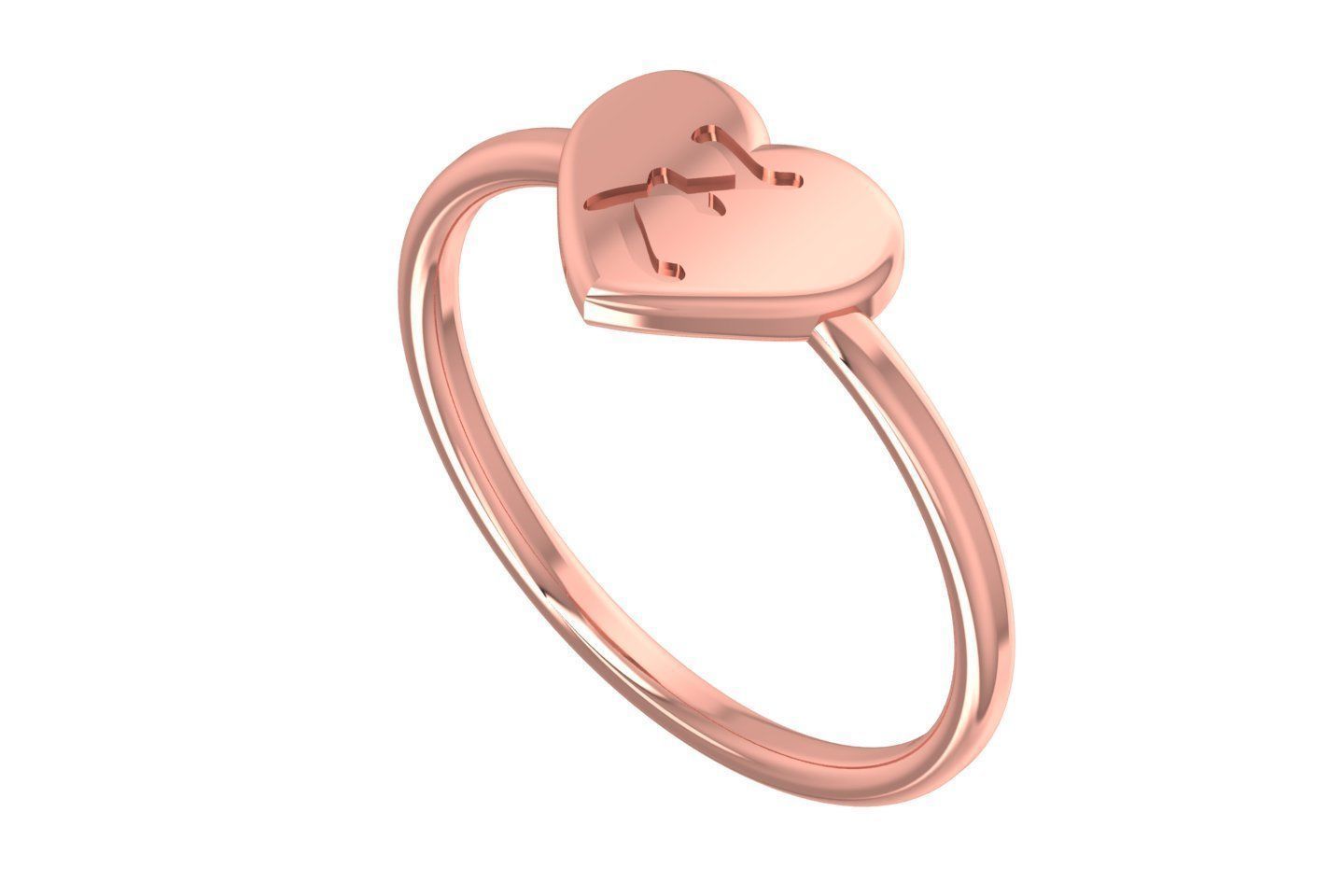 Z Alphabet in Heart Ring 3dm STL OBJ FBX Render Details 3D print model_1