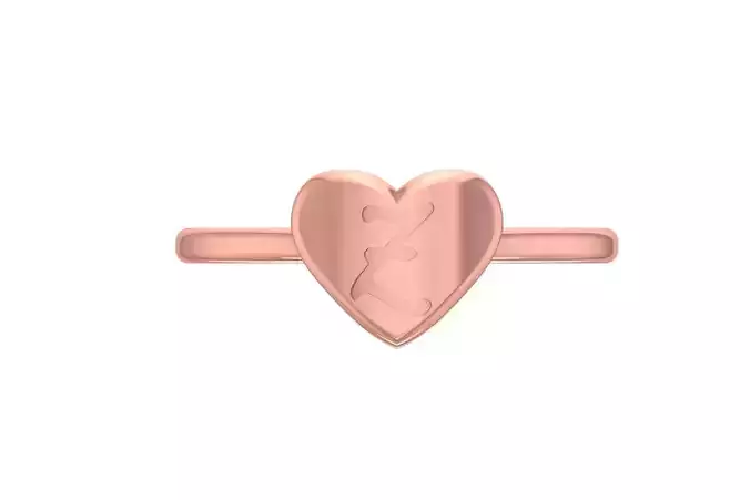 Z Alphabet in Heart Ring 3dm STL OBJ FBX Render Details
