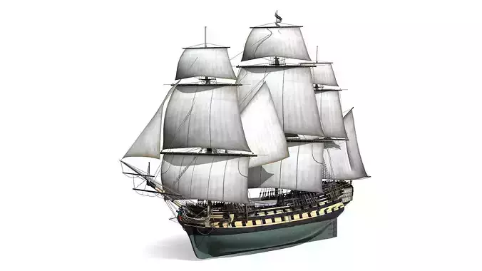 HMS Bellona 1760 3rd Rate Low-poly 3D model