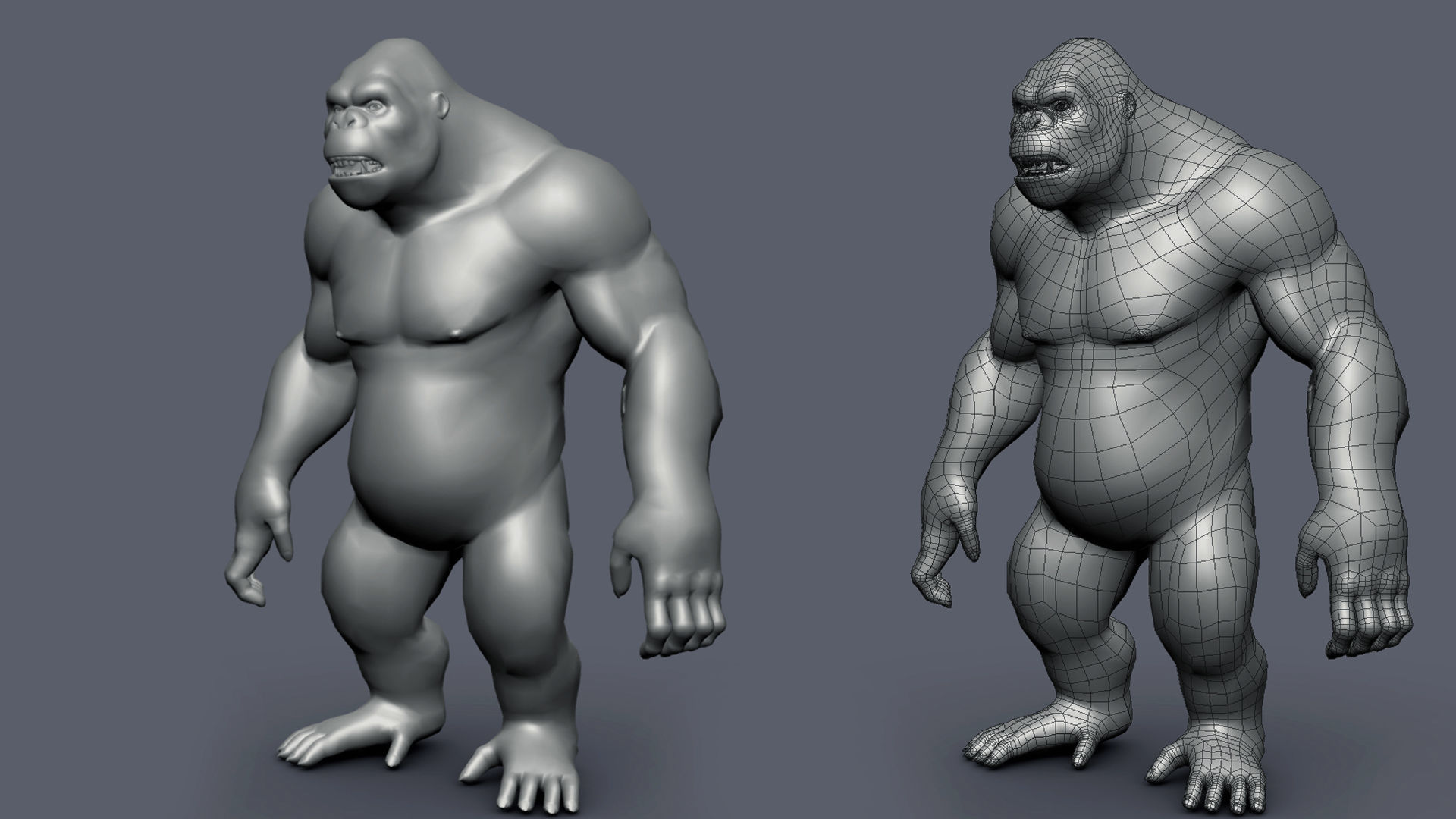 Kong I Gorilla BaseMesh Low-poly 3D model_3