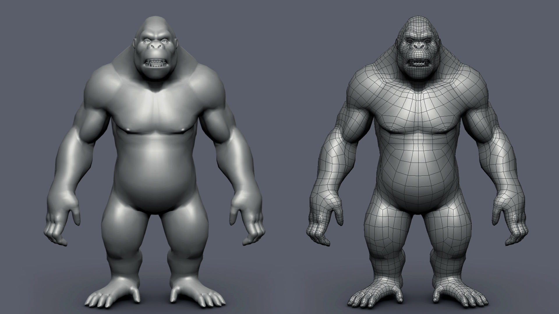 Kong I Gorilla BaseMesh Low-poly 3D model_2