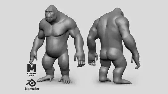 Kong I Gorilla BaseMesh Low-poly 3D model