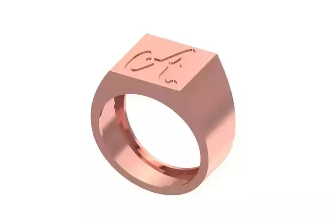 A Alphabet Mens Signet Ring 3dm STL OBJ FBX Render Details
