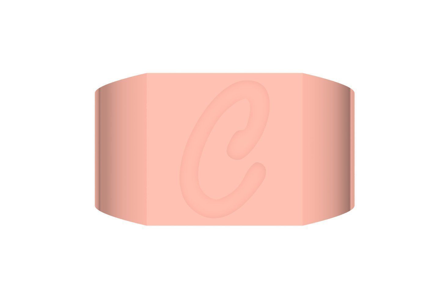 C Alphabet Mens Signet Ring 3dm STL OBJ FBX Render Details 3D print model_1