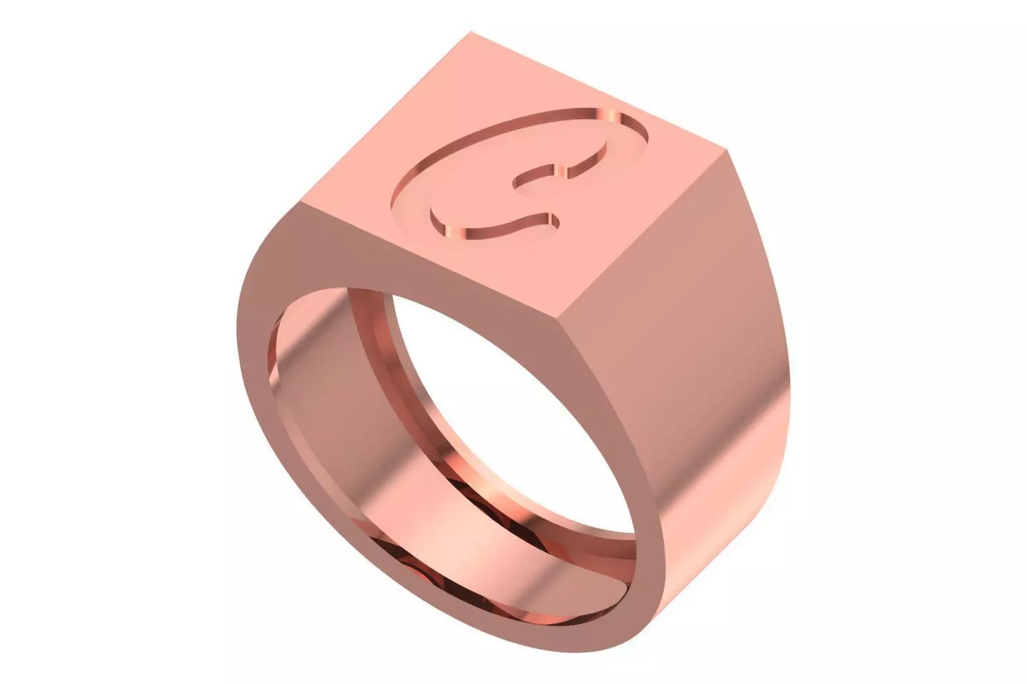 C Alphabet Mens Signet Ring 3dm STL OBJ FBX Render Details 3D print model_0