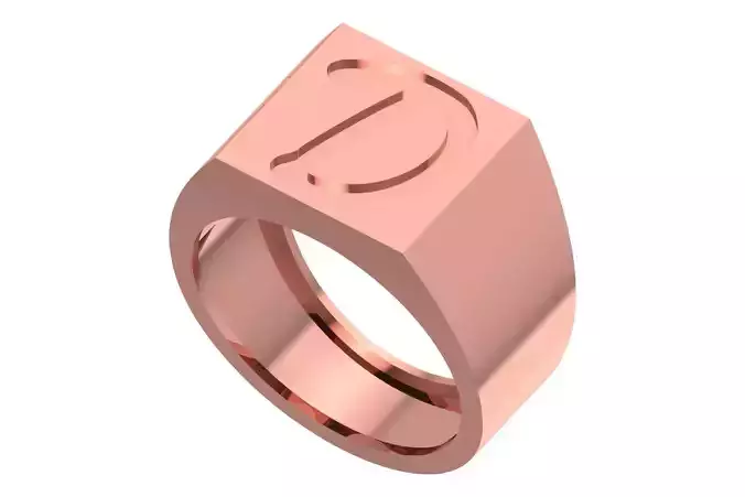 D Alphabet Mens Signet Ring 3dm STL OBJ FBX Render Details