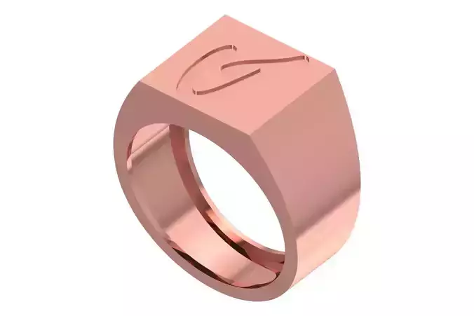 I Alphabet Mens Signet Ring 3dm STL OBJ FBX Render Details