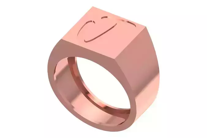 J Alphabet Mens Signet Ring 3dm STL OBJ FBX Render Details