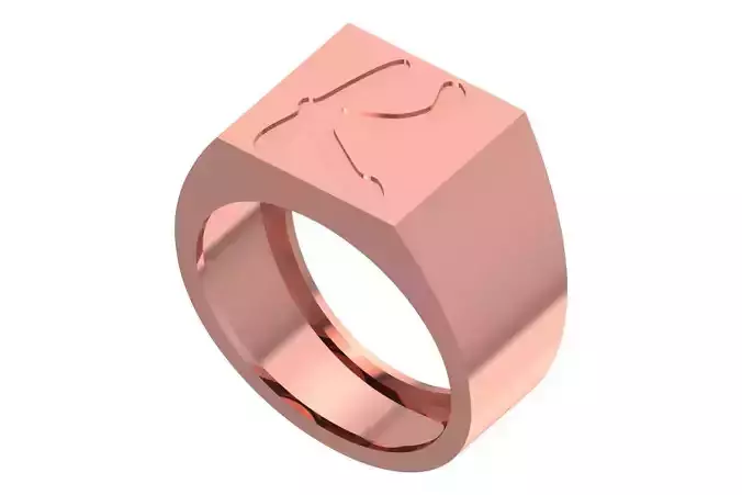 K Alphabet Mens Signet Ring 3dm STL OBJ FBX Render Details