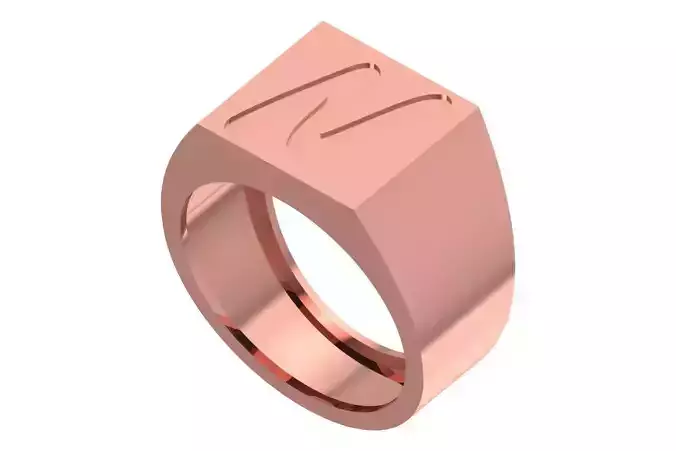 N Alphabet Mens Signet Ring 3dm STL OBJ FBX Render Details