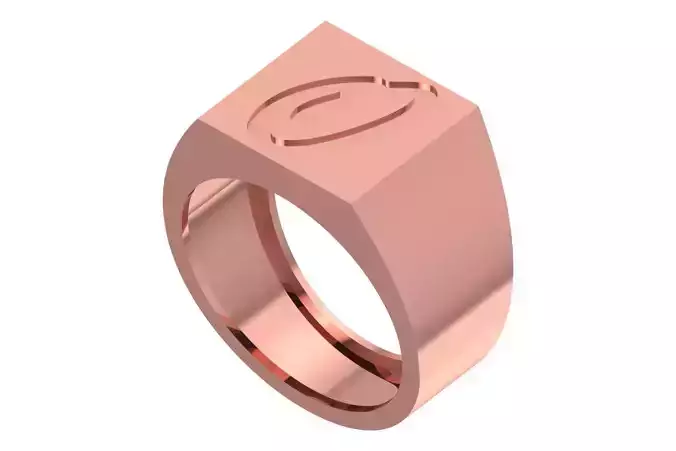 O Alphabet Mens Signet Ring 3dm STL OBJ FBX Render Details