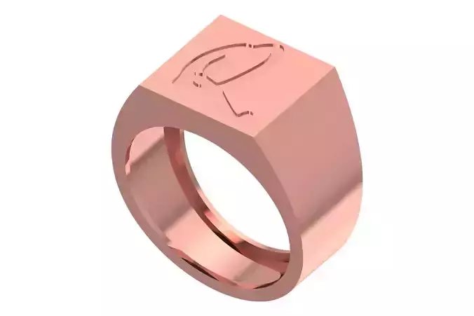 Q Alphabet Mens Signet Ring 3dm STL OBJ FBX Render Details