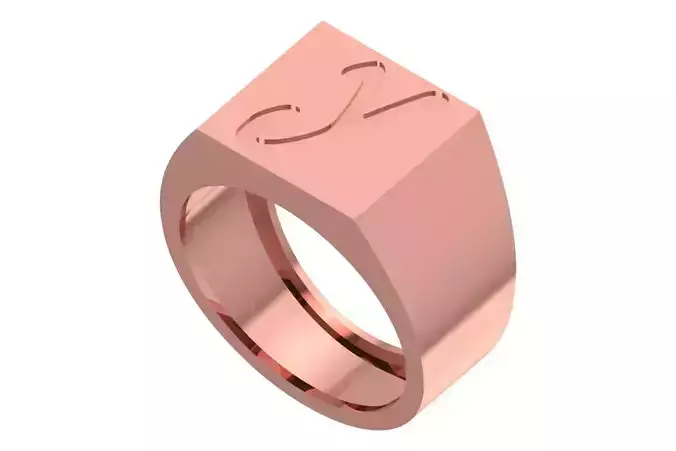 Y Alphabet Mens Signet Ring 3dm STL OBJ FBX Render Details