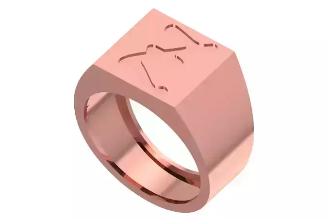 Z Alphabet Mens Signet Ring 3dm STL OBJ FBX Render Details