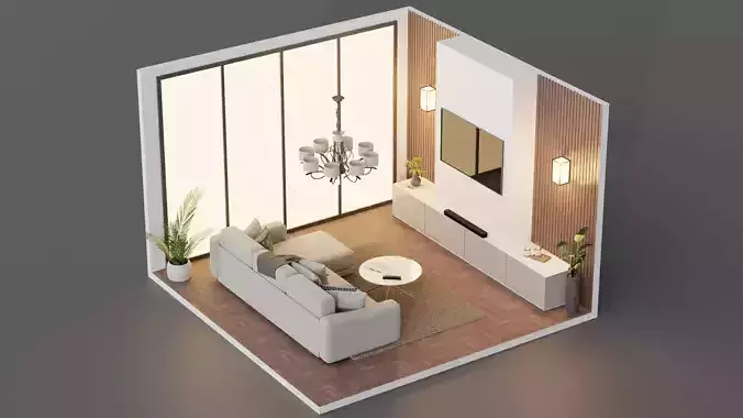 Room interior isometric 3D model