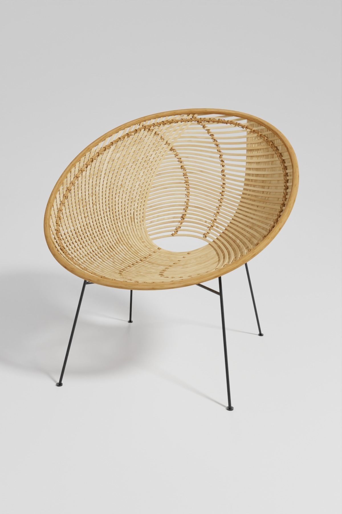 Wicker Round Rattan Chair 3D model_3