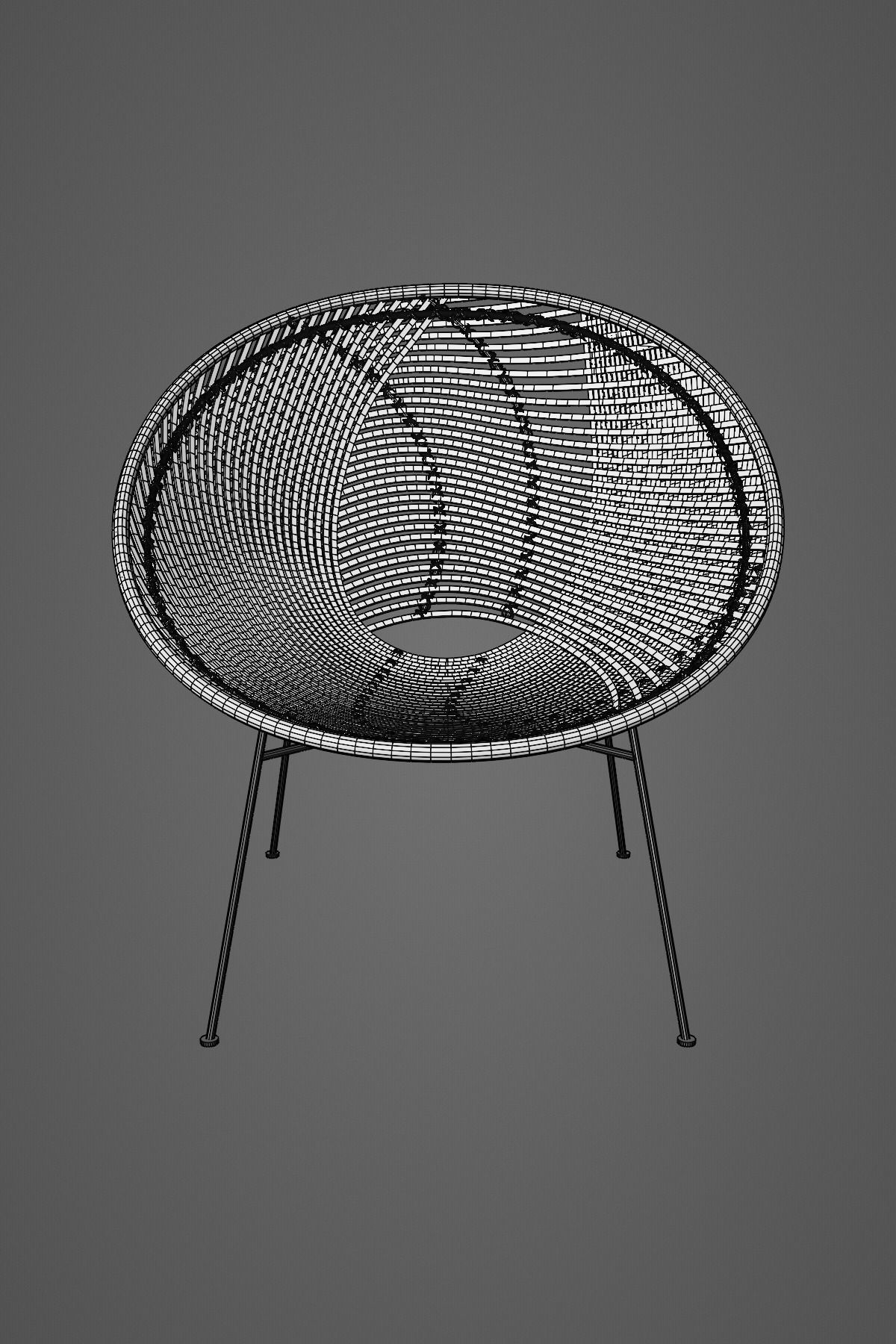 Wicker Round Rattan Chair 3D model_9