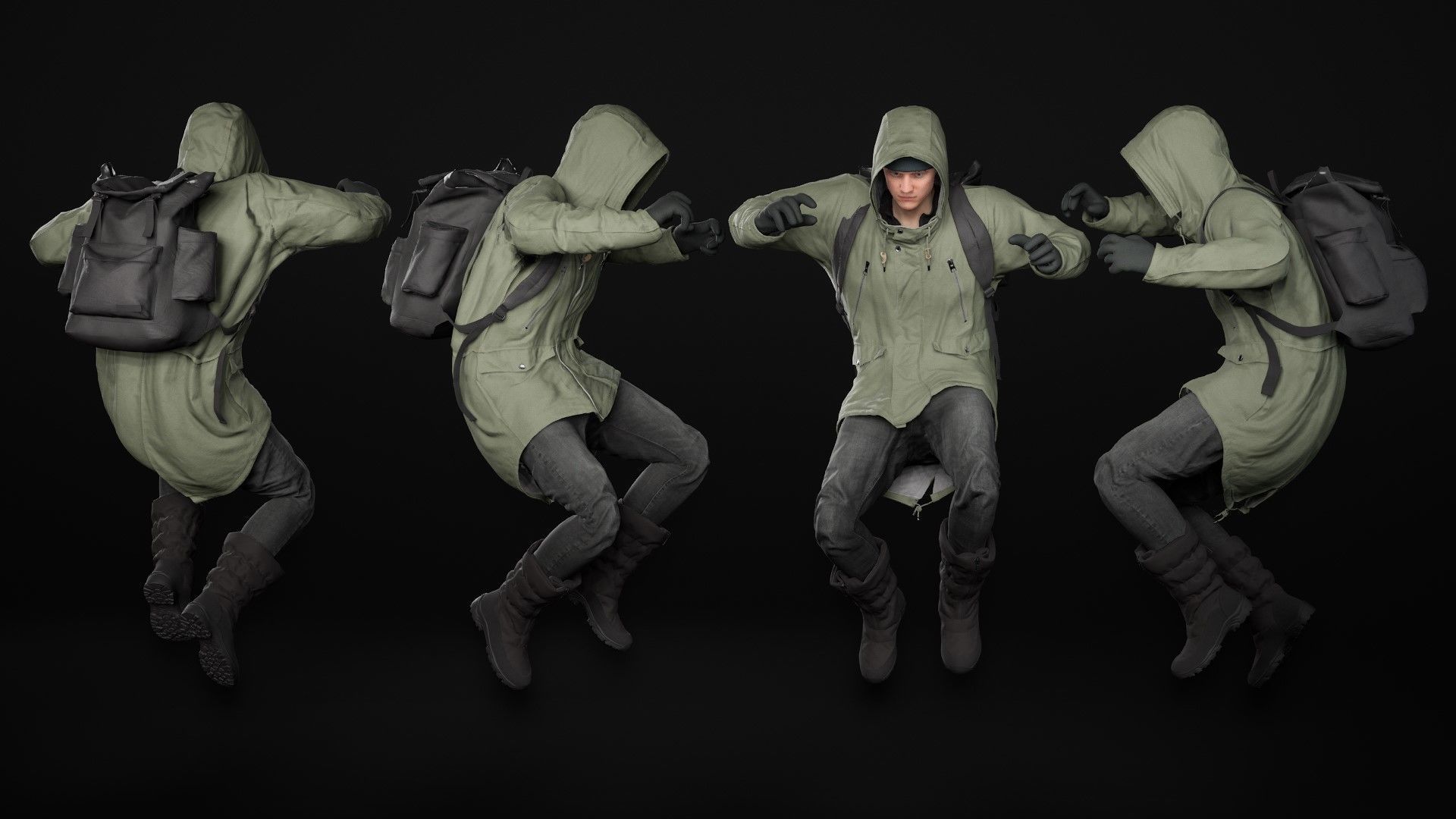 Man Winter Outfit 2 - Modular - Rigged - Animated Low-poly 3D model_22