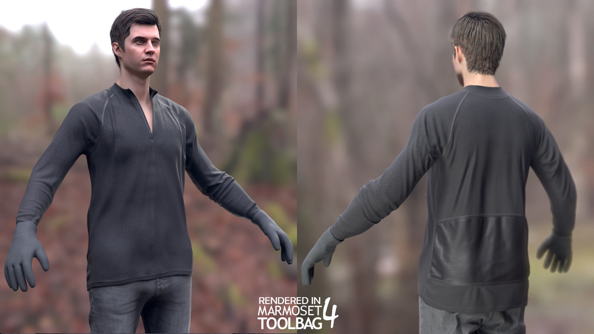 Man Winter Outfit 2 - Modular - Rigged - Animated Low-poly 3D model_11