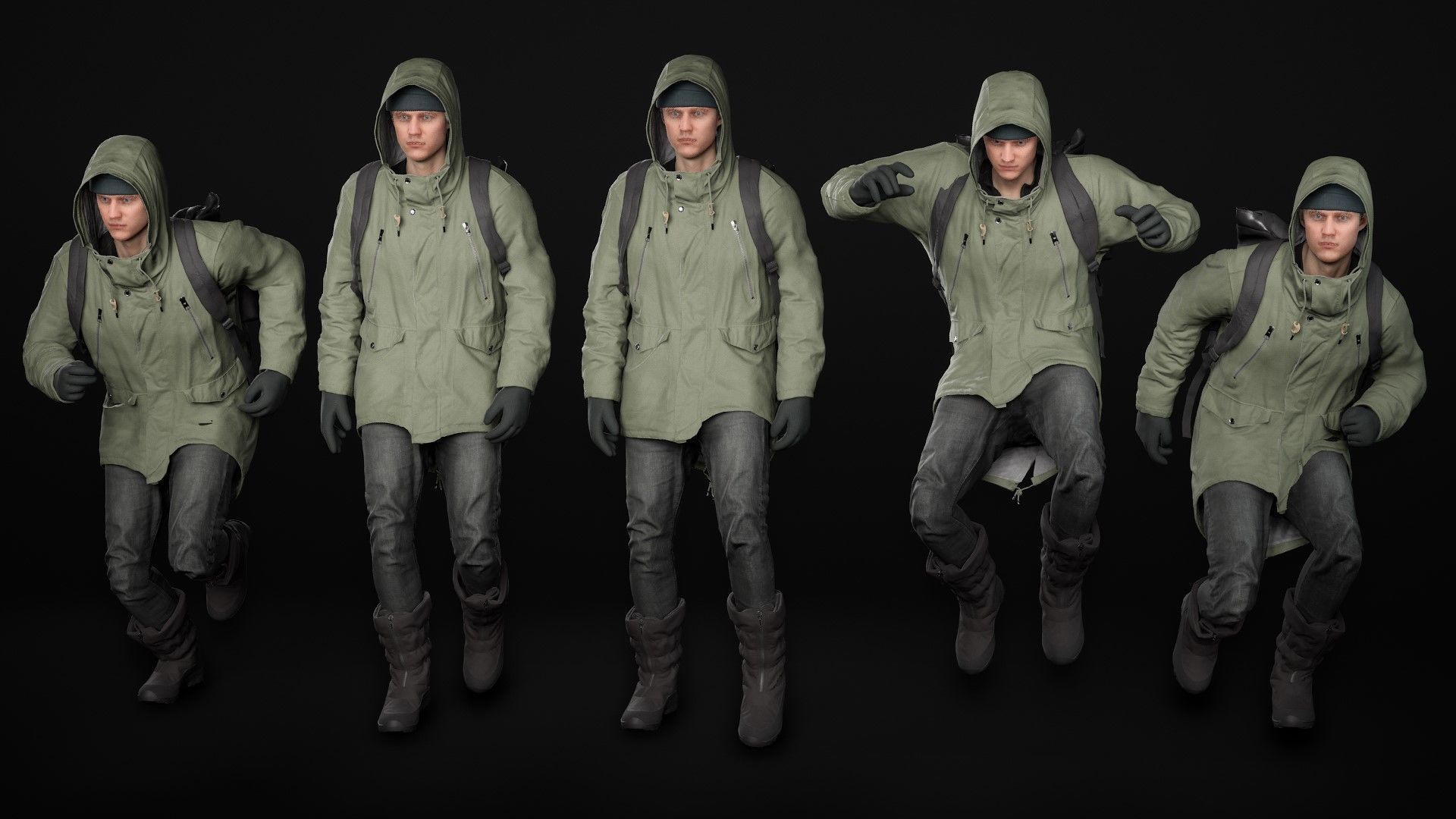 Man Winter Outfit 2 - Modular - Rigged - Animated Low-poly 3D model_21
