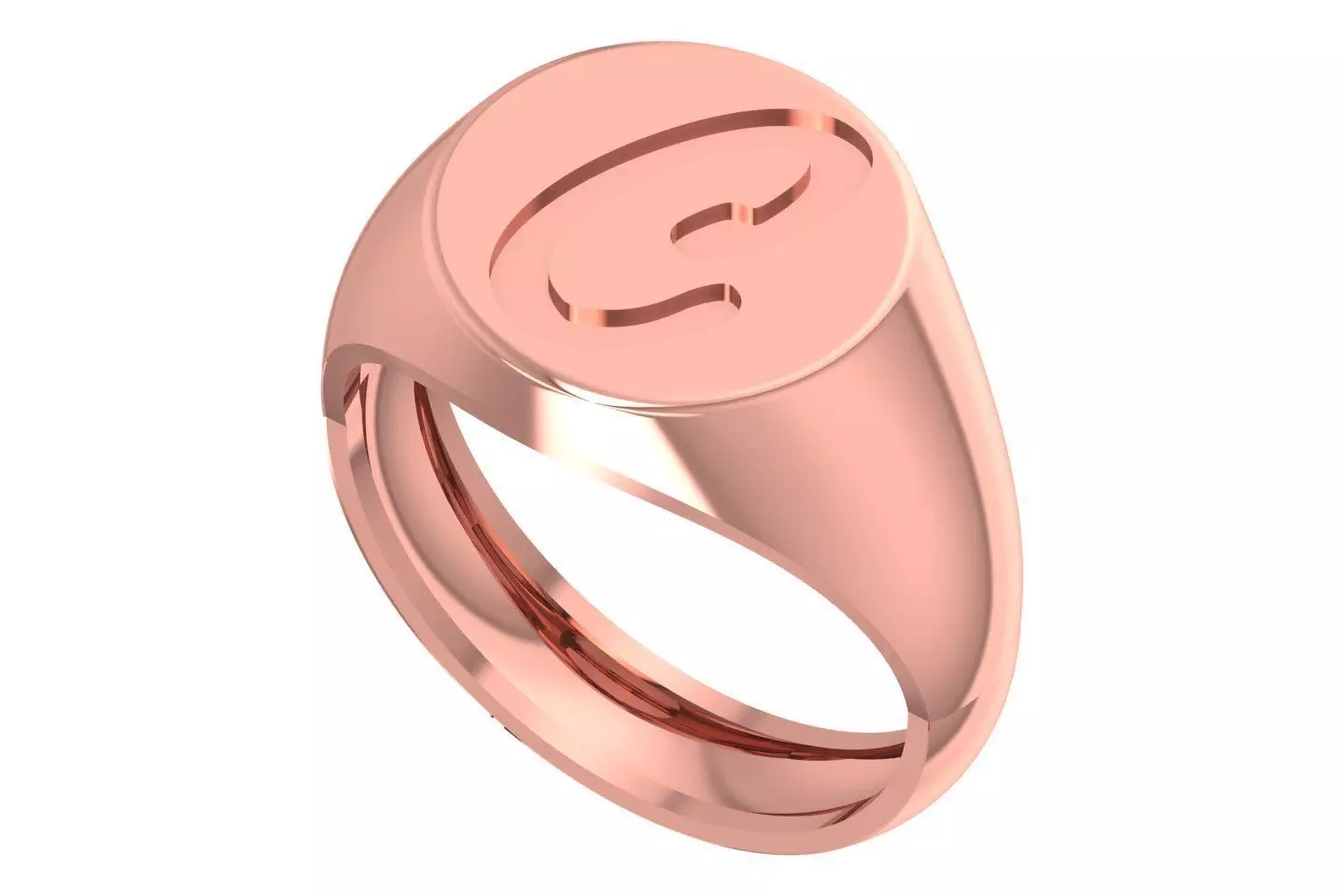 C Alphabet Mens Signet Ring 3dm STL OBJ FBX Render Details 3D print model_0