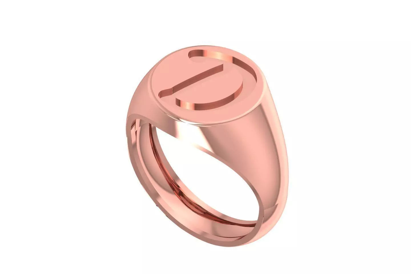 D Alphabet Mens Signet Ring 3dm STL OBJ FBX Render Details 3D print model_0