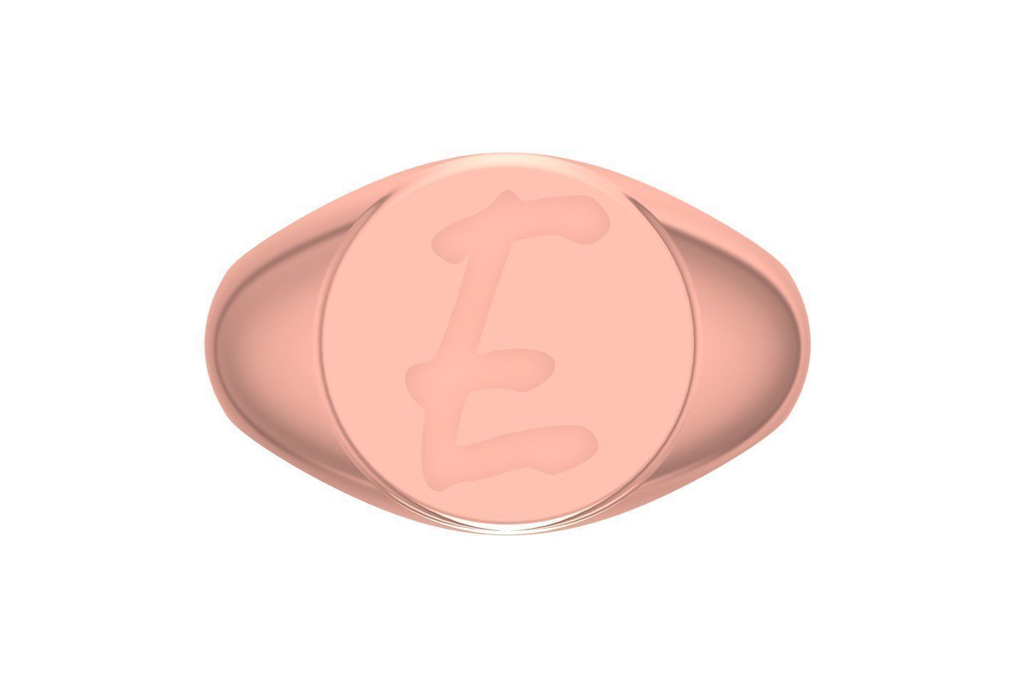 E Alphabet Mens Signet Ring 3dm STL OBJ FBX Render Details 3D print model_1