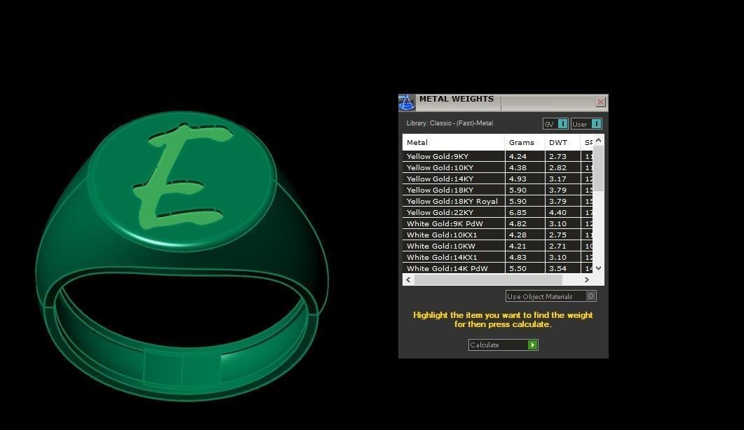 E Alphabet Mens Signet Ring 3dm STL OBJ FBX Render Details 3D print model_3