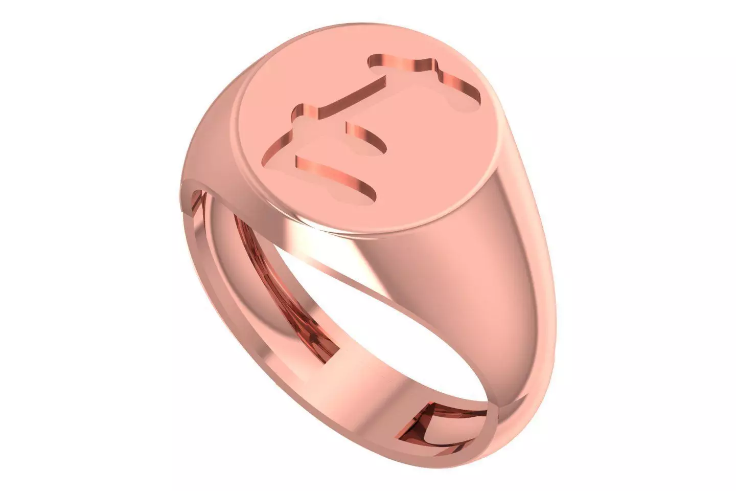 E Alphabet Mens Signet Ring 3dm STL OBJ FBX Render Details 3D print model_0