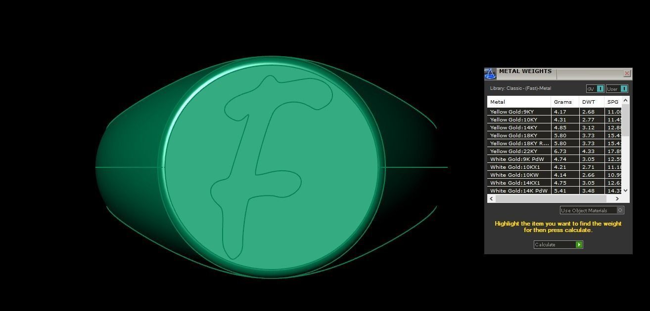 F Alphabet Mens Signet Ring 3dm STL OBJ FBX Render Details 3D print model_3