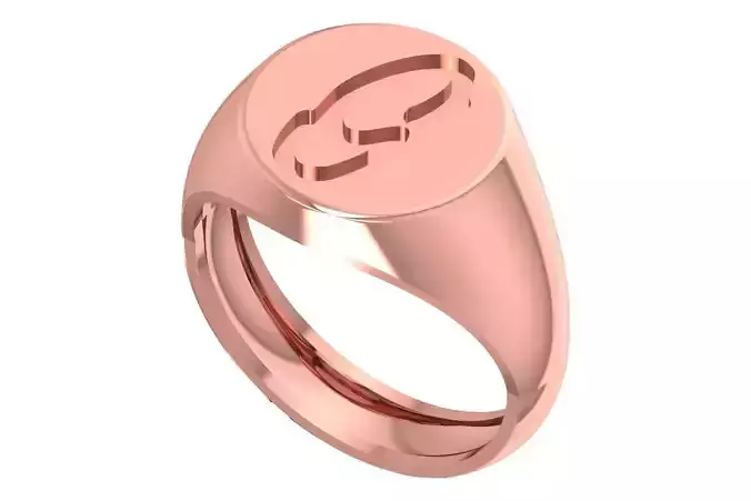 G Alphabet Mens Signet Ring 3dm STL OBJ FBX Render Details 3D print model