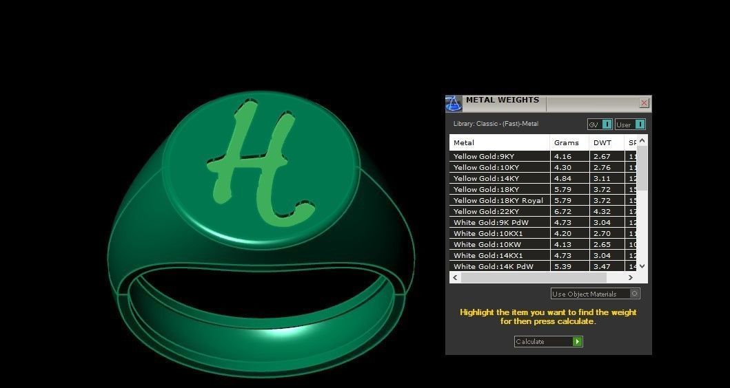 H Alphabet Mens Signet Ring 3dm STL OBJ FBX Render Details 3D print model_3