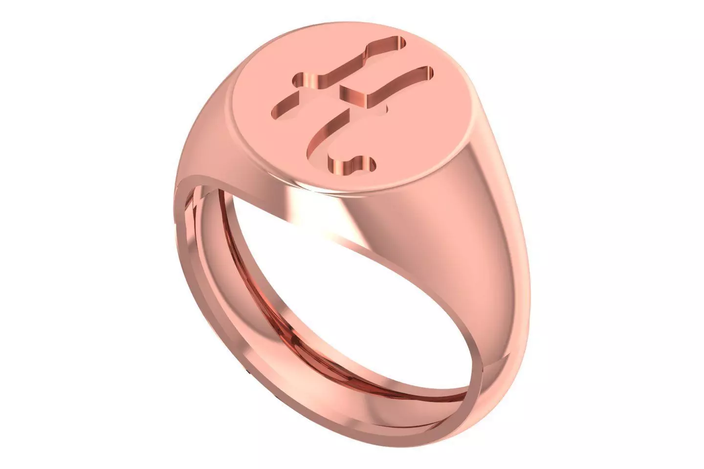 H Alphabet Mens Signet Ring 3dm STL OBJ FBX Render Details 3D print model_0