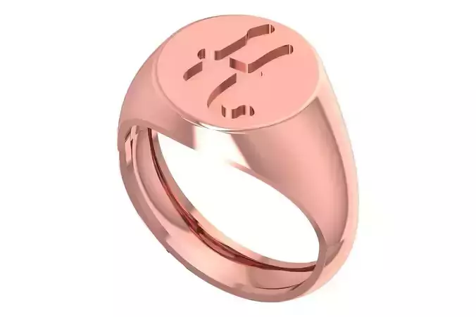 H Alphabet Mens Signet Ring 3dm STL OBJ FBX Render Details 3D print model