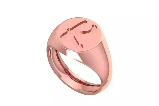 K Alphabet Mens Signet Ring 3dm STL OBJ FBX Render Details