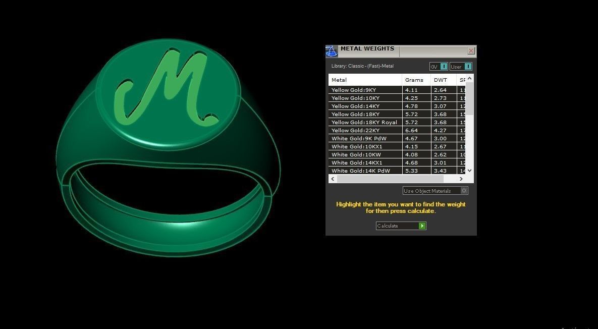 M Alphabet Mens Signet Ring 3dm STL OBJ FBX Render Details 3D print model_3