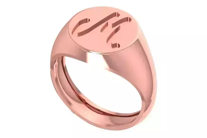 M Alphabet Mens Signet Ring 3dm STL OBJ FBX Render Details 3D print model