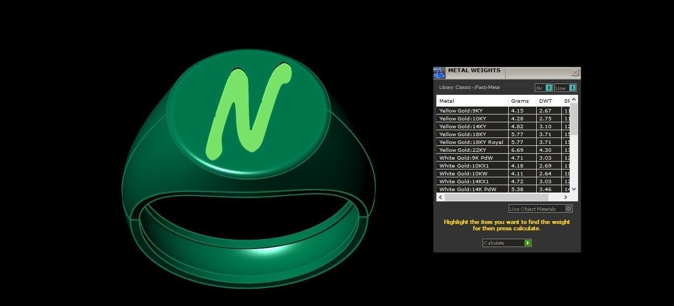 N Alphabet Mens Signet Ring 3dm STL OBJ FBX Render Details 3D print model_3