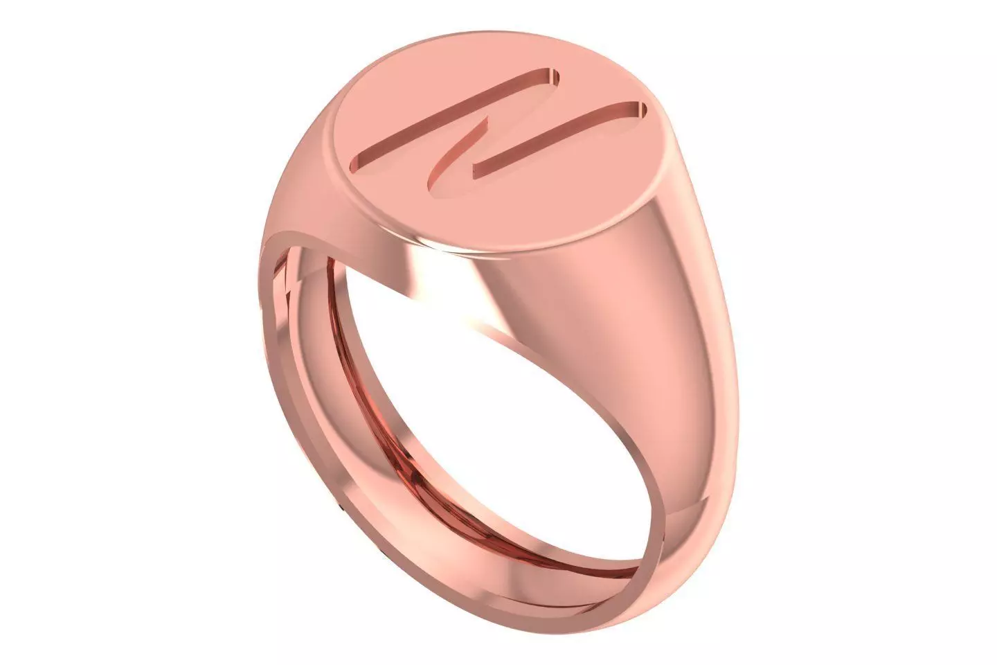 N Alphabet Mens Signet Ring 3dm STL OBJ FBX Render Details 3D print model_0