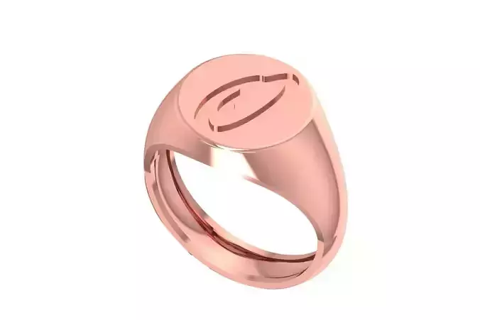 O Alphabet Mens Signet Ring 3dm STL OBJ FBX Render Details